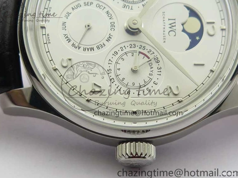 MIROTIME 0314 Portugieser Perpetual Calendar IW503301 V9F 1:1 Best Edition Silver Dial on Black Leather Strap A EyeCatching 7116